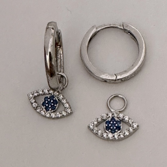 Evileye earrings 925 silver dangle hoop - Picture 4 of 4